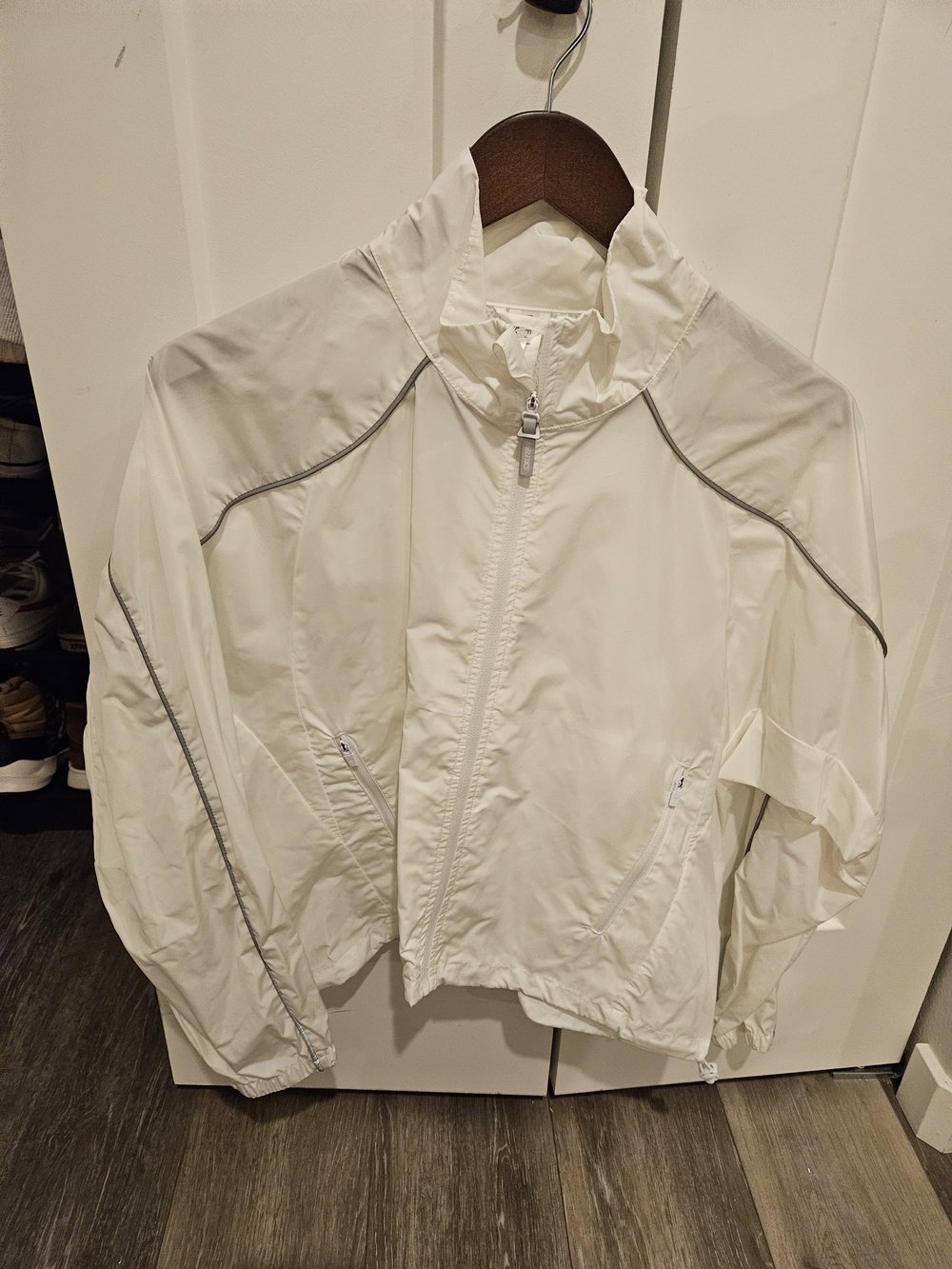 Fabletics White Reflective-Trim Bomber Jacket